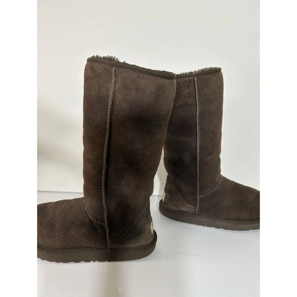 UGG Australia Classic Tall Suede Chocolate Brown 5815 Boots Women's Size 7 US